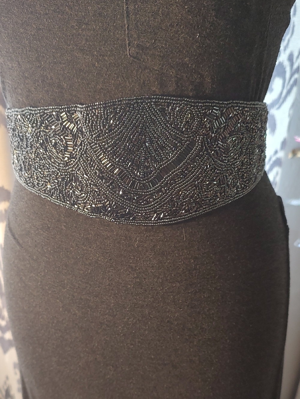 Beaded Embellished Waist Belt -gray